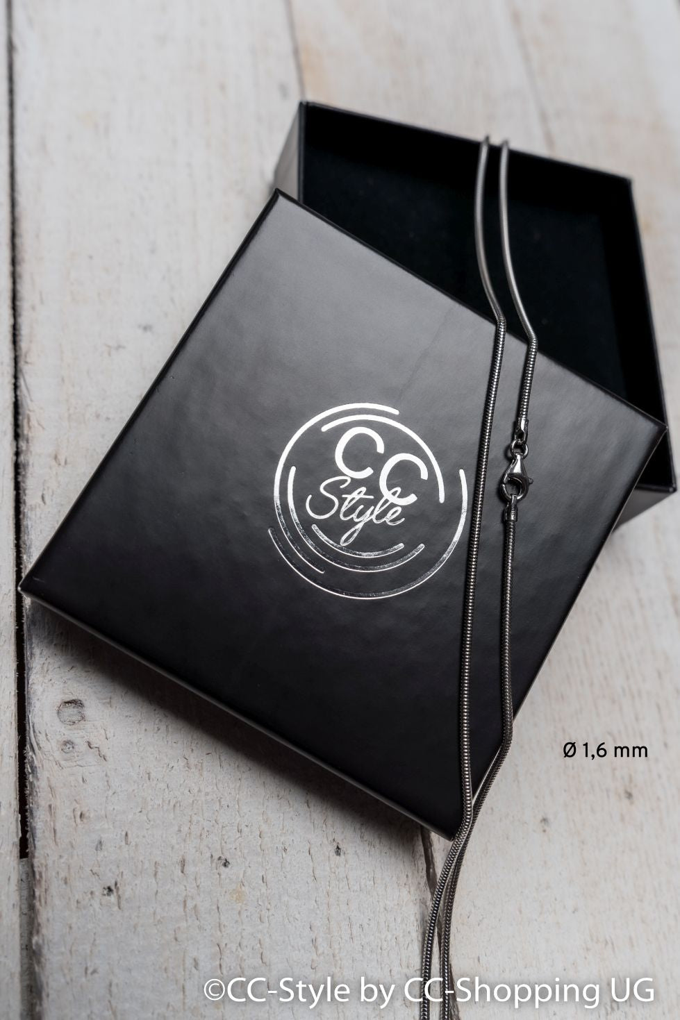 CC-Style - Schlangenkette in 925 Sterling Silber "rhodiniert" mit Schmuckbox | verschiedene  Längen und Breiten | ohne Anhänger CC-Style