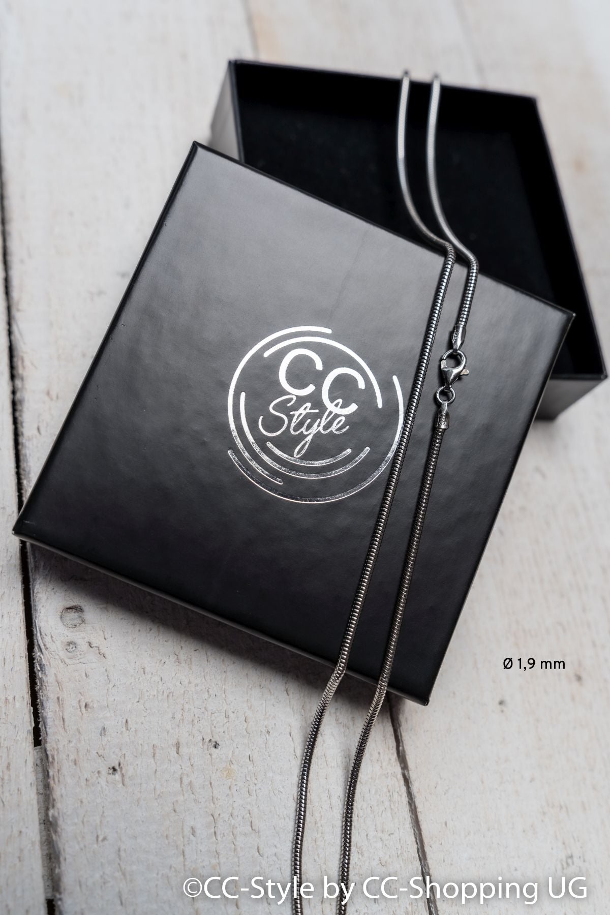 CC-Style - Schlangenkette in 925 Sterling Silber "rhodiniert" mit Schmuckbox | verschiedene  Längen und Breiten | ohne Anhänger CC-Style
